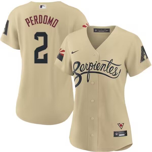 Women's Arizona Diamondbacks #2 Geraldo Perdomo 2021 Gold City Connect Stitched Baseball Jersey(Run Small) Women's Arizona Diamondbacks #2 Geraldo Perdomo 2021 Gold City Connect Stitched Baseball Jersey(Run Small)